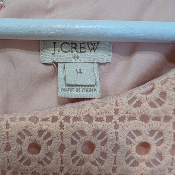 J Crew Dress In Organza Eyelet Blush Timeless Preppy Classic - Size 14 - Picture 6 of 8